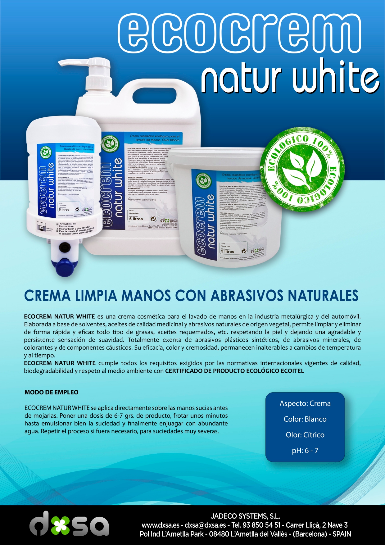 ECOCREM NATUR WHITE 5 kg garrafa