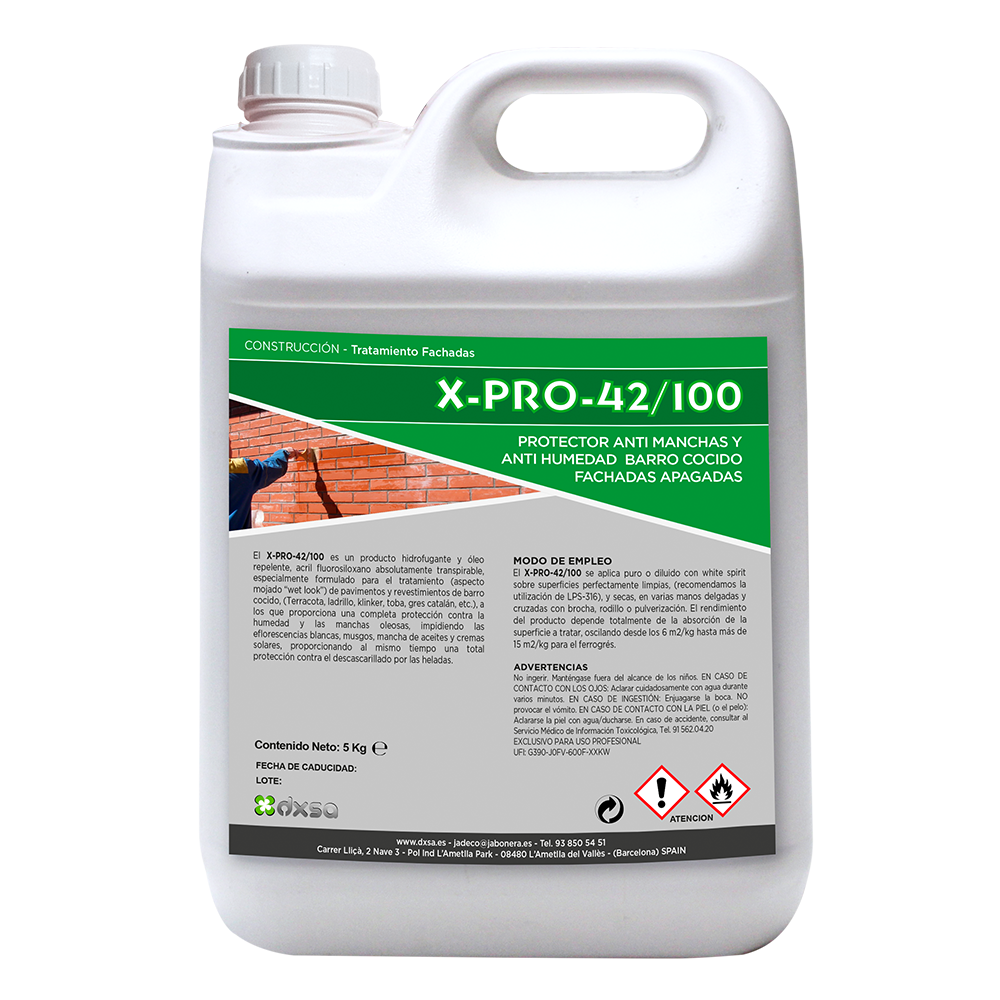 X-PRO-42/100    Protector anti manchas y anti humedad para barro. Fachadas apagadas5 Kg